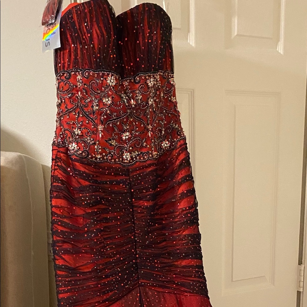 Lipstick Red Fit n Flare Evening Gown